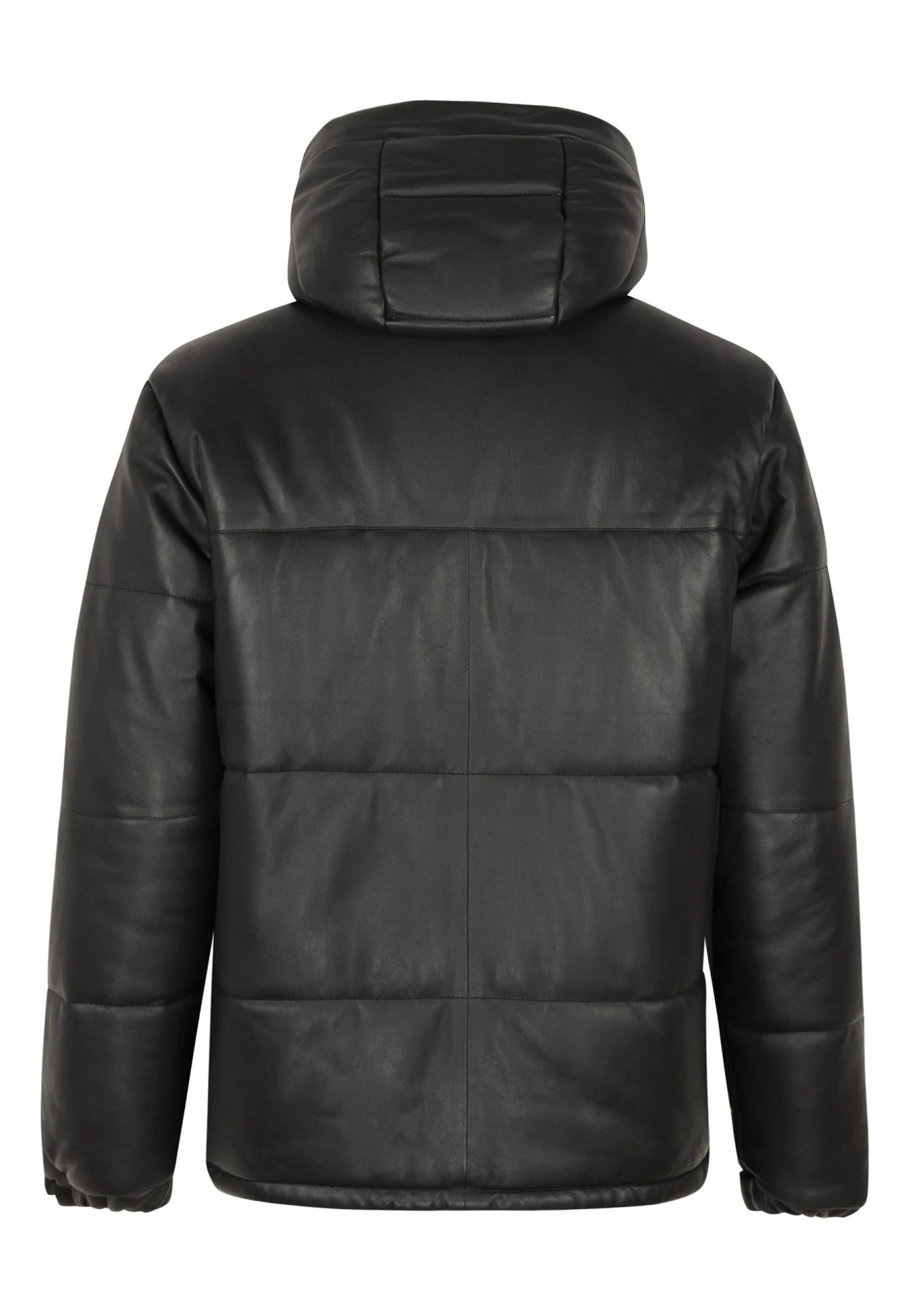 Polaris Leather Puffer Jacket – Long Leather Parka – Winter Jacket – Black - Gallery Image