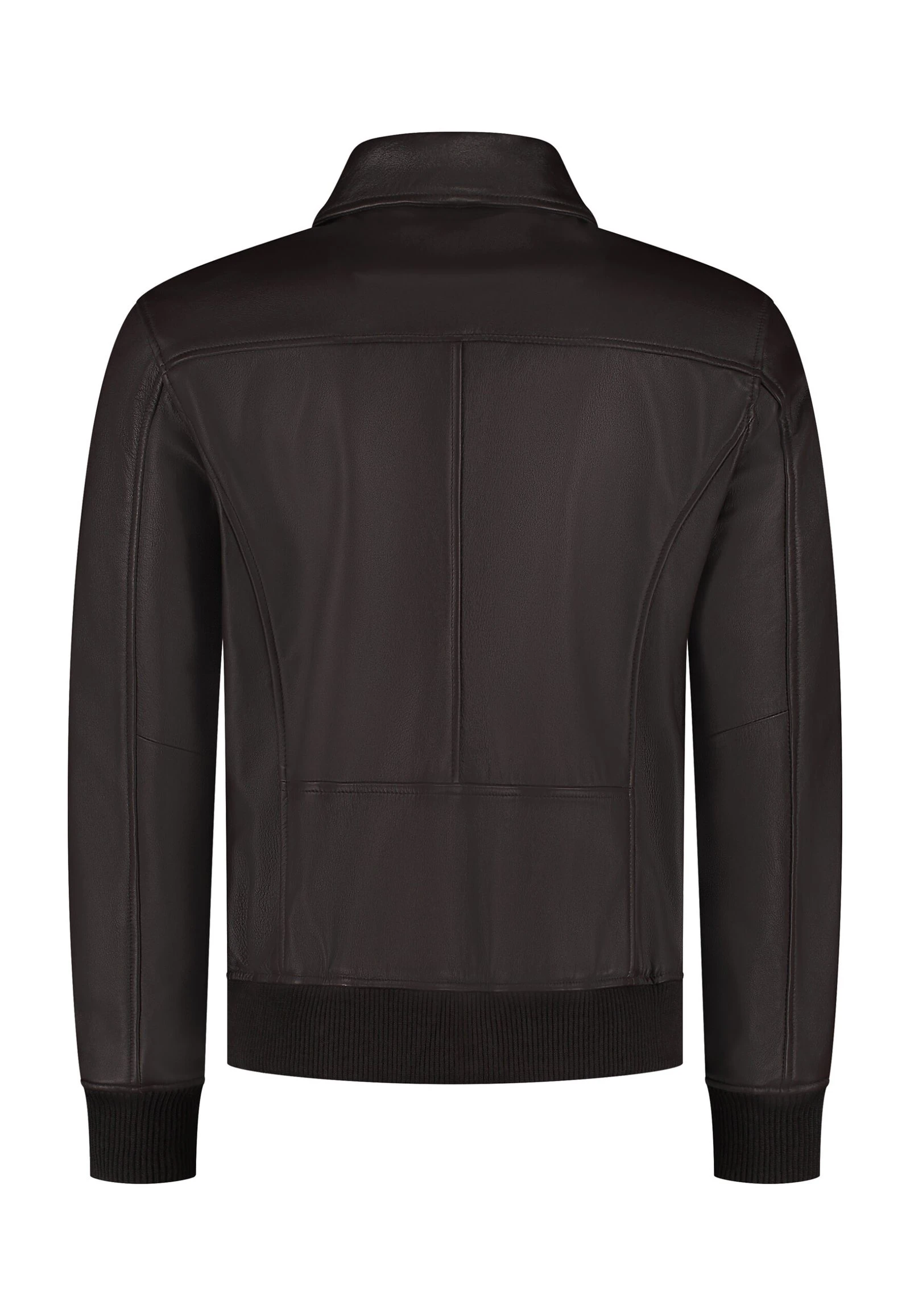 The Commendent – Men's Brown Leather Aviator Jacket with Removable Collar - Image 2
