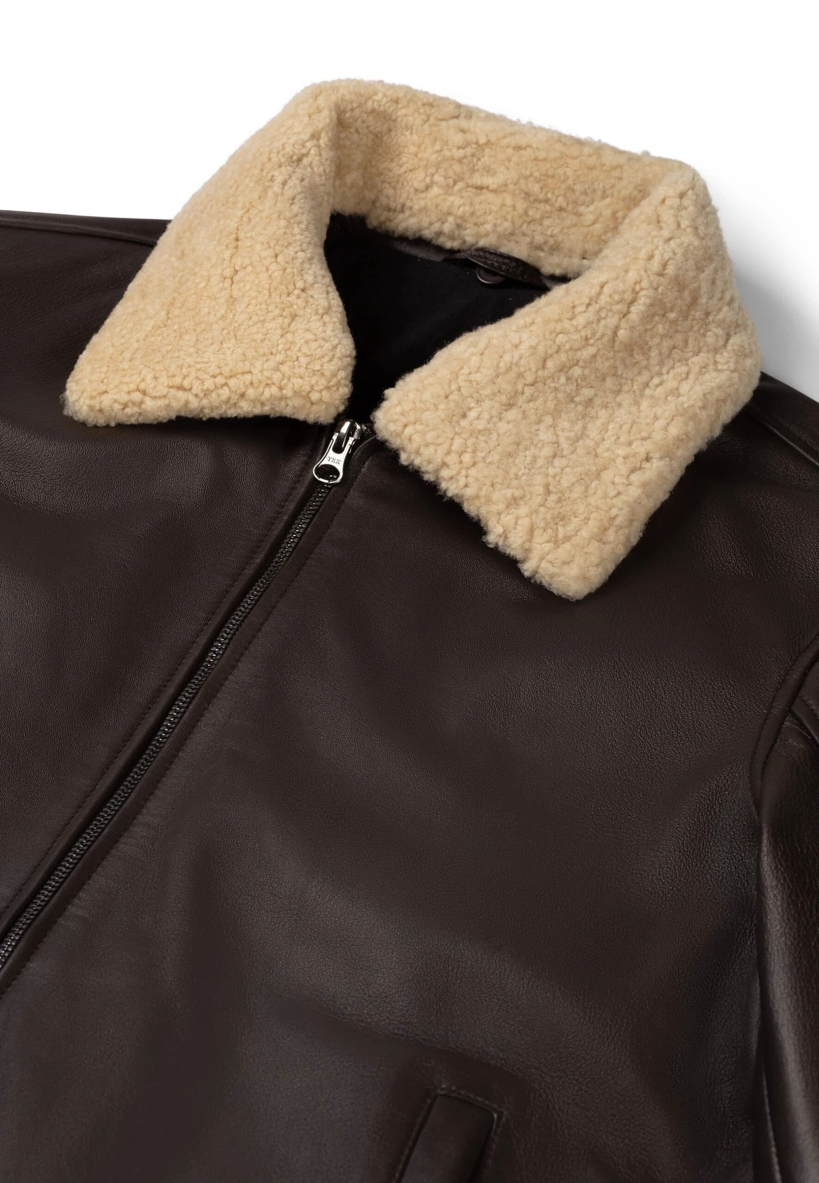 The Commendent – Men's Brown Leather Aviator Jacket with Removable Collar - Image 3