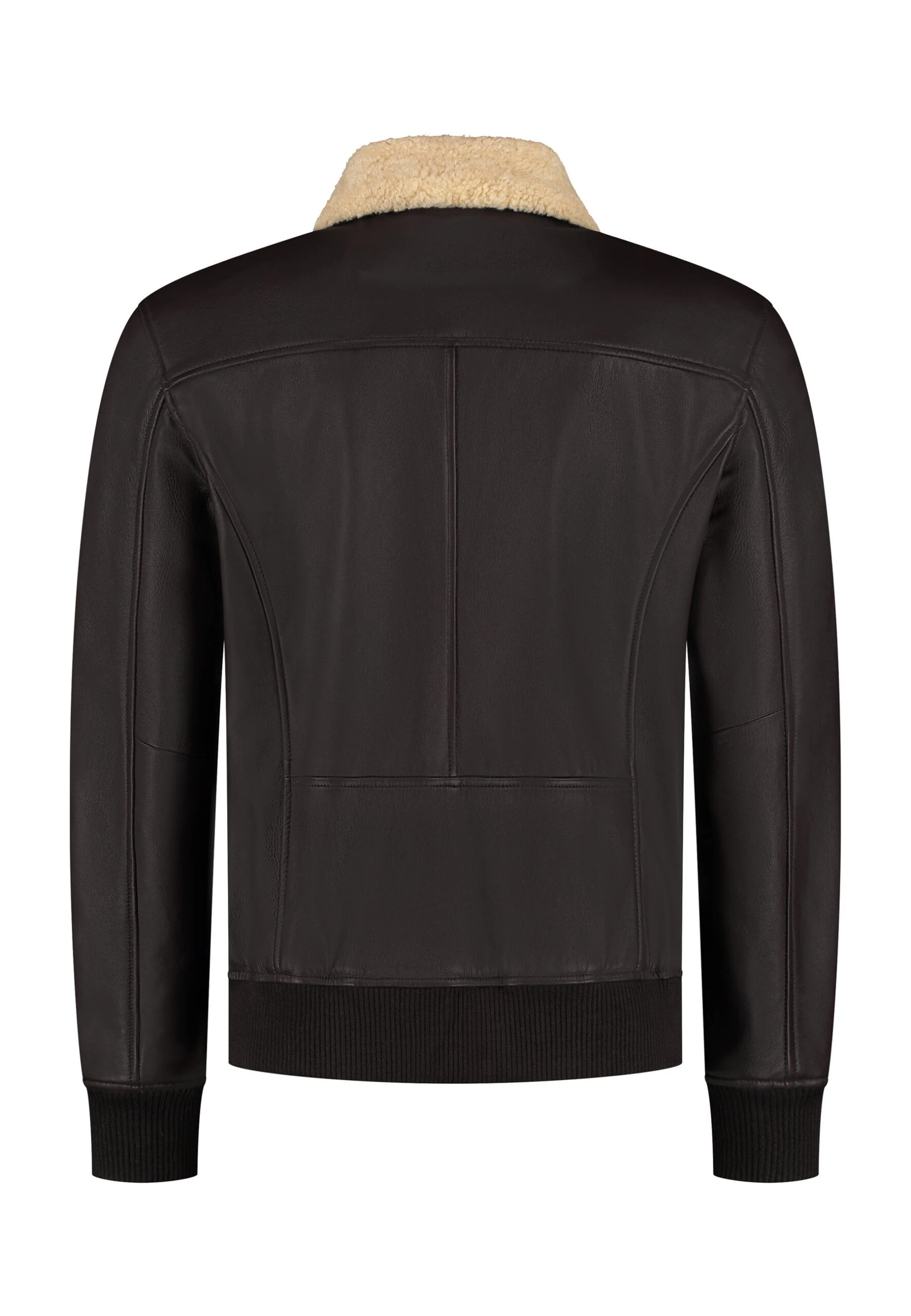 The Commendent – Men's Brown Leather Aviator Jacket with Removable Collar - Image 4
