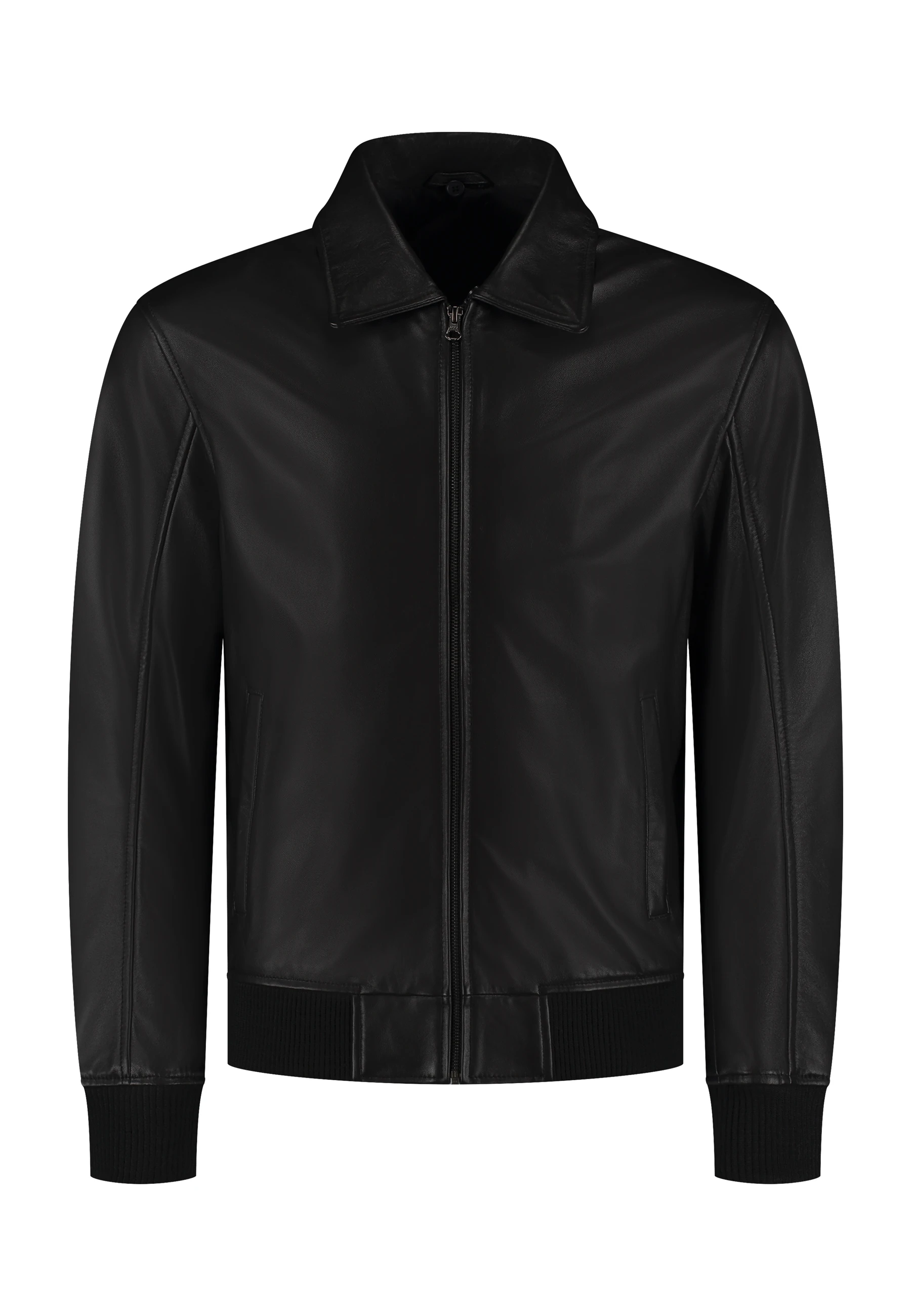 The Commendent – Men's Black Leather Aviator Jacket with Removable Collar - Image 2