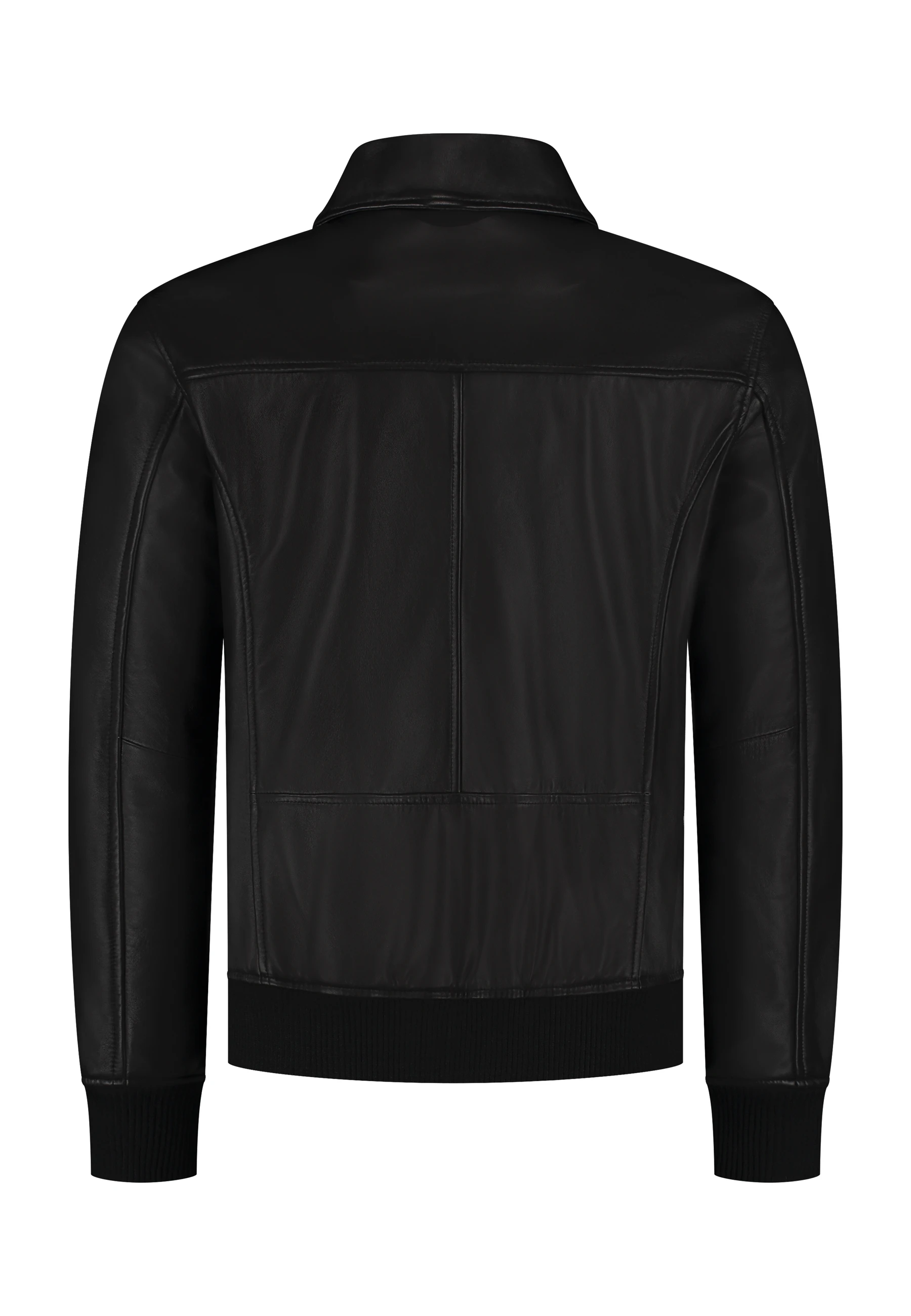 The Commendent – Men's Black Leather Aviator Jacket with Removable Collar - Image 4