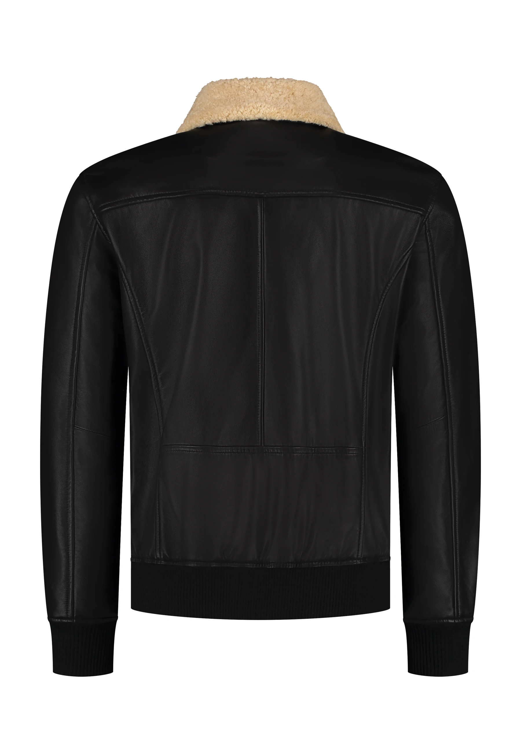 The Commendent – Men's Black Leather Aviator Jacket with Removable Collar - Image 5