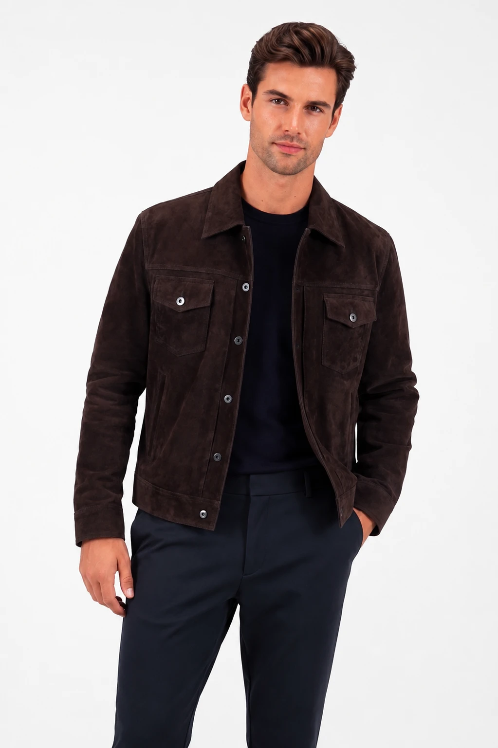 Kent Suede Jacket Chocolate Brown – Classic Men's Suede Outerwear - Image 7