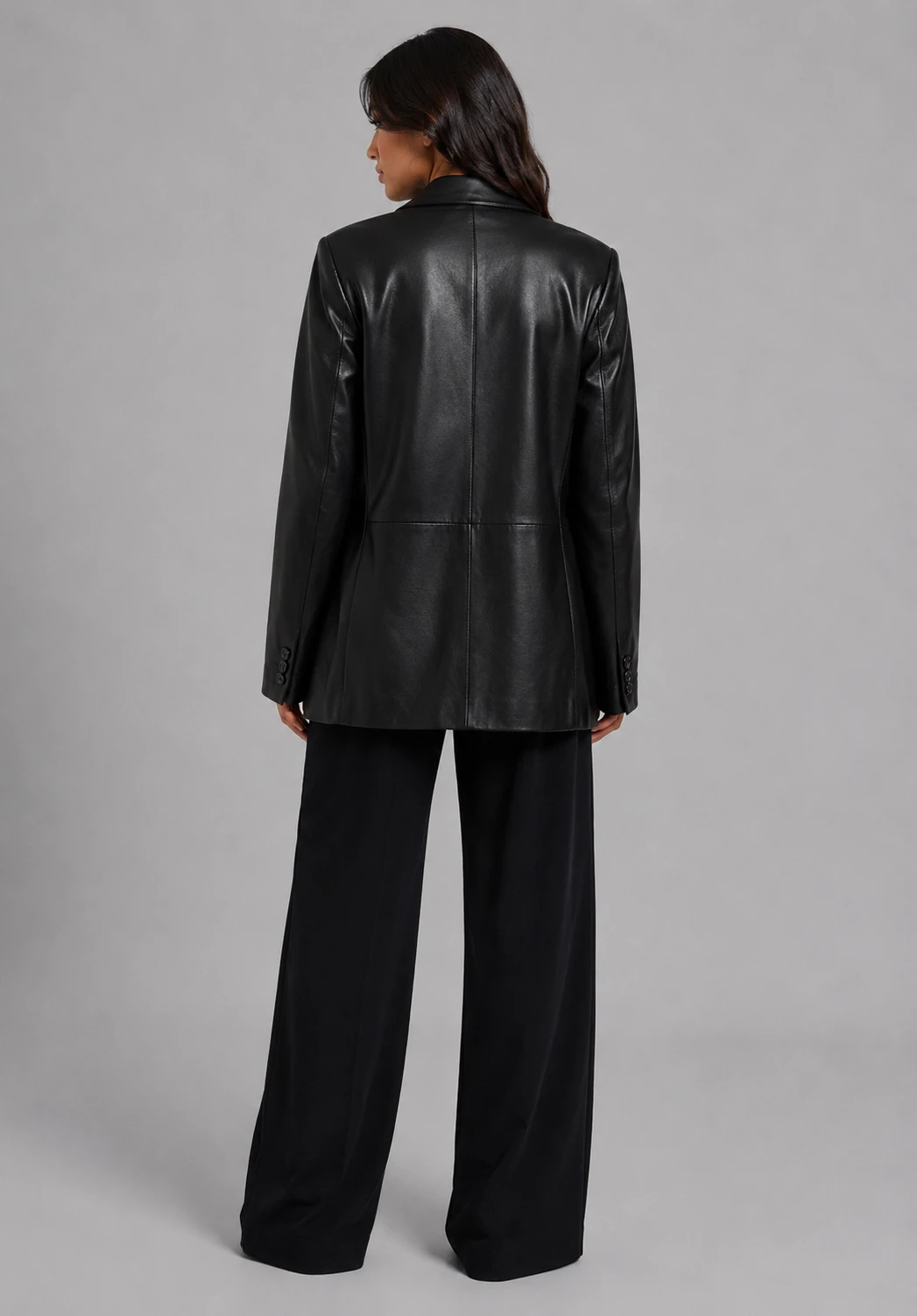 Hype Oversized læderblazer - Sort - Billede 4