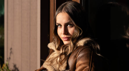 Women wearing a Cycas d'Or leather Shearling jacket