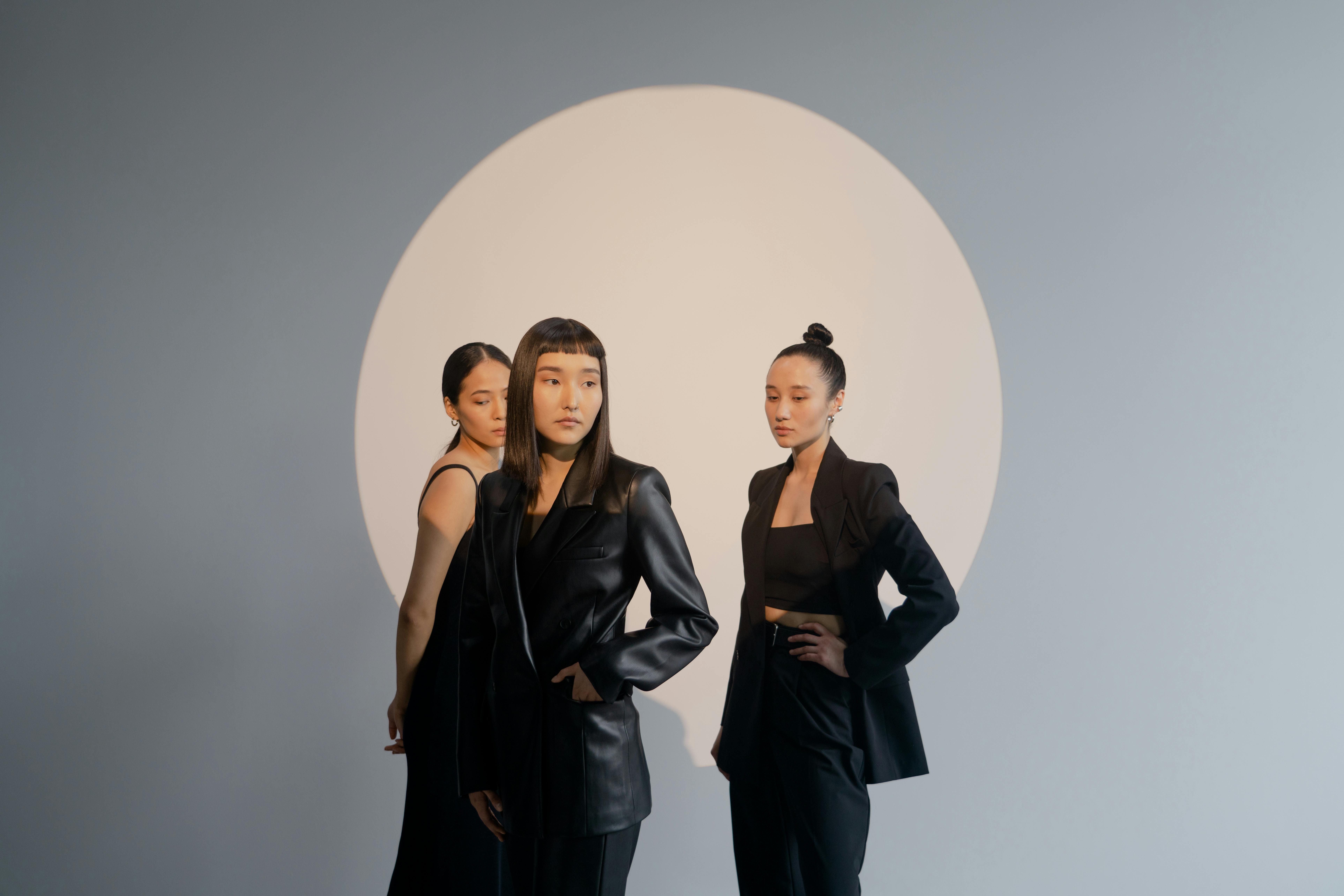 Women wearing leather blazers from Cycas d'Or